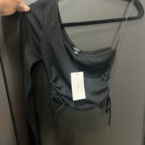 Black Ribbed Long Sleeve Top